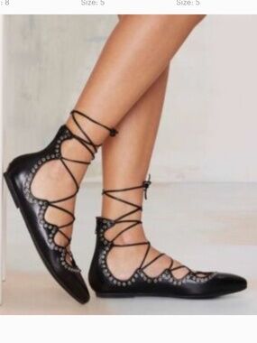 Jeffrey Campbell sz 8 Lauren laced ballet flats in black